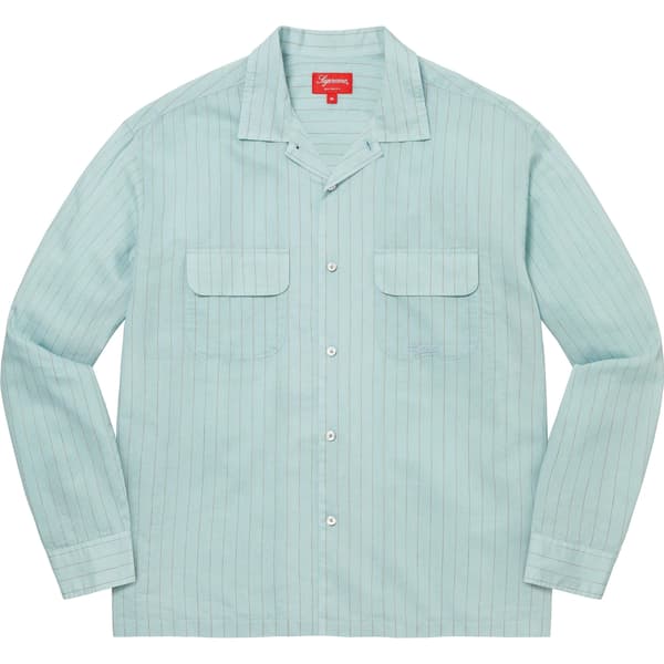 Supreme Pinstripe Linen Shirt - Light Blue (front)