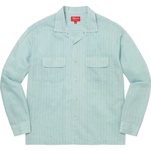 Supreme Pinstripe Linen Shirt - Light Blue (front)