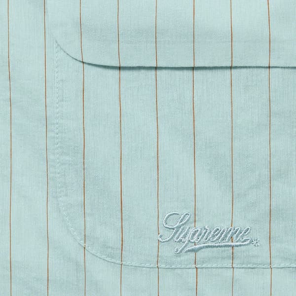 Supreme Pinstripe Linen Shirt - Light Blue (front)