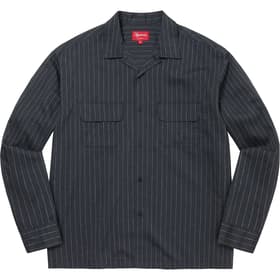 Supreme Pinstripe Linen Shirt Navy