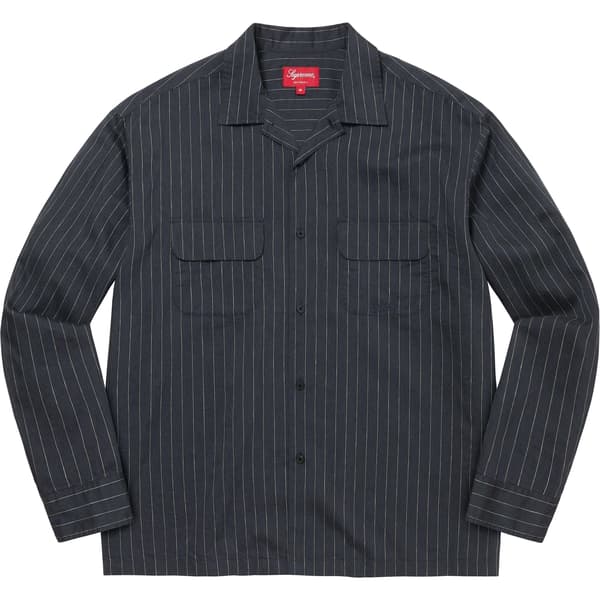 Supreme Pinstripe Linen Shirt - Navy (front)