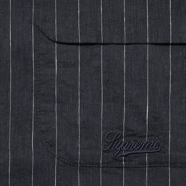 Supreme Pinstripe Linen Shirt - Navy (front)
