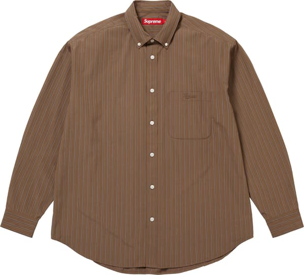 Supreme Pinstripe Shirt - Brown (front)