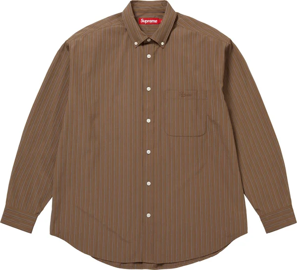 Supreme Pinstripe Shirt - Brown (front)