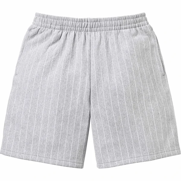 Supreme Pinstripe Sweatshort - Heather Grey (front)