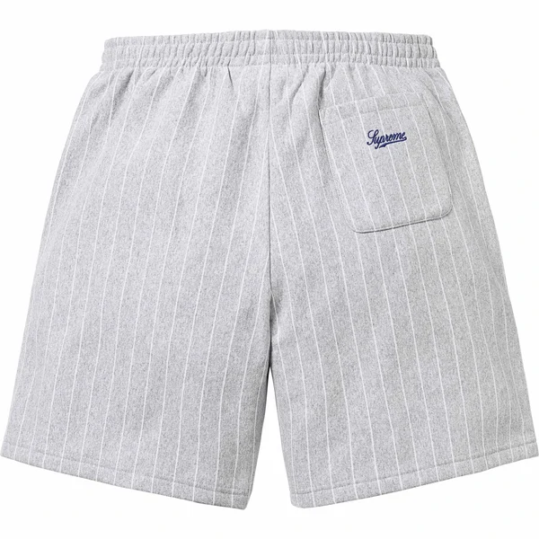 Supreme Pinstripe Sweatshort - Heather Grey (front)