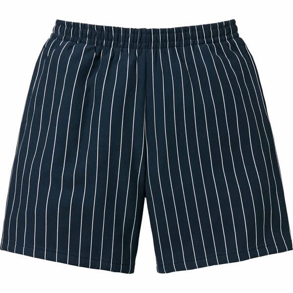 Supreme Pinstripe Sweatshort - Navy (front)