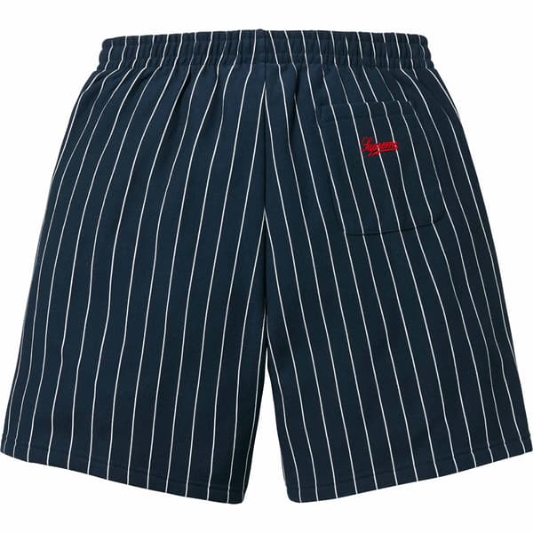 Supreme Pinstripe Sweatshort - Navy (front)