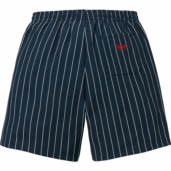 Supreme Pinstripe Sweatshort - Navy (front)