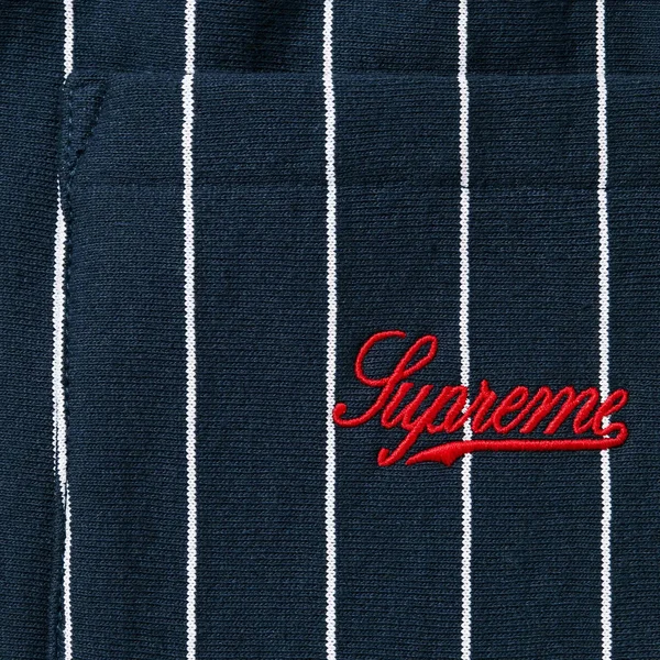 Supreme Pinstripe Sweatshort - Navy (front)