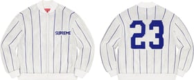 Supreme Pinstripe Varsity Zip Up Sweater