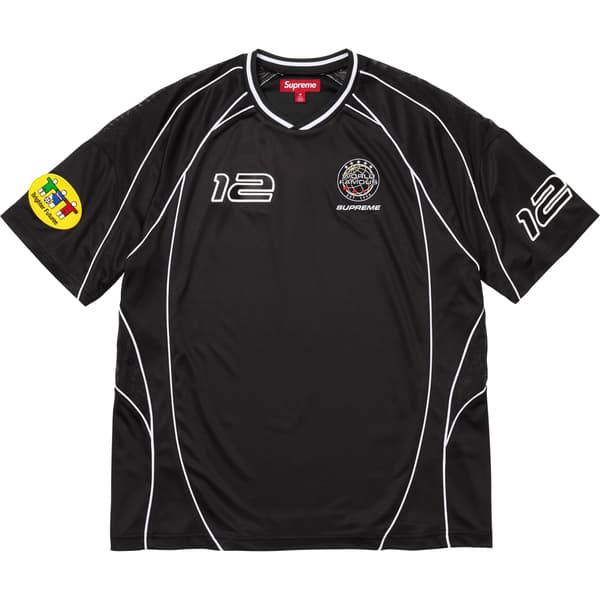 Supreme Piping Soccer Jersey - Black (front)