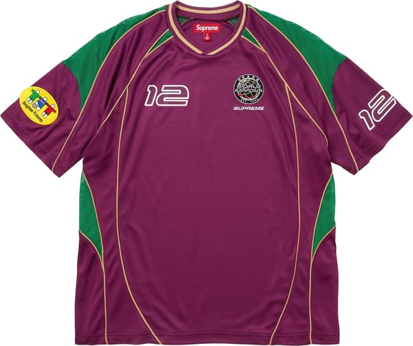Supreme Piping Soccer Jersey - Raspberry (front)