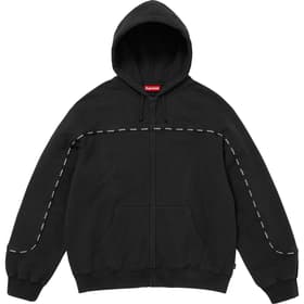 Supreme Piping Zip Up Hooded Sweatshirt Black