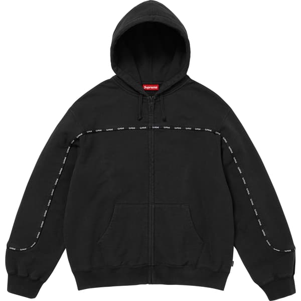 Supreme Piping Zip Up Hooded Sweatshirt - Black (front)