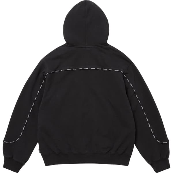 Supreme Piping Zip Up Hooded Sweatshirt - Black (front)