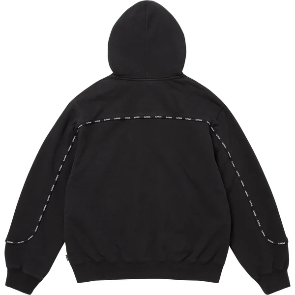 Supreme Piping Zip Up Hooded Sweatshirt - Black (front)