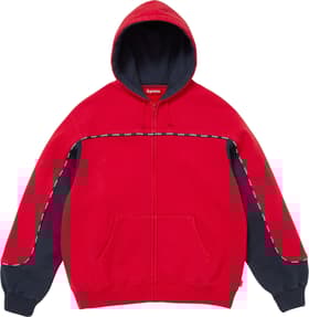 Supreme Piping Zip Up Hooded Sweatshirt Red