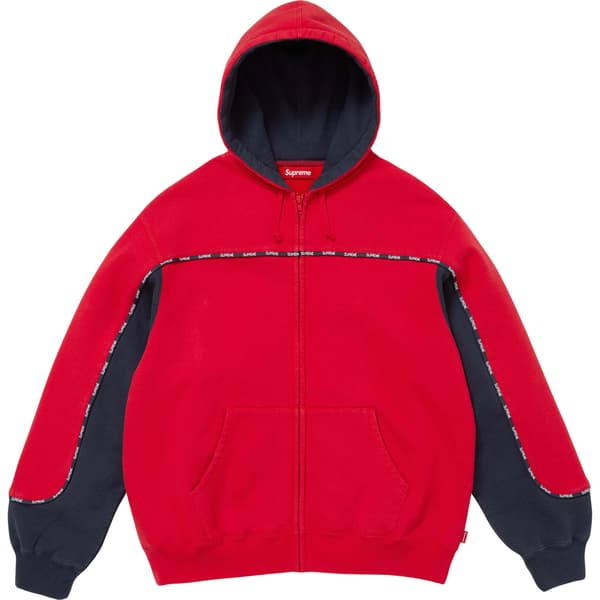 Supreme Piping Zip Up Hooded Sweatshirt - Red (front)
