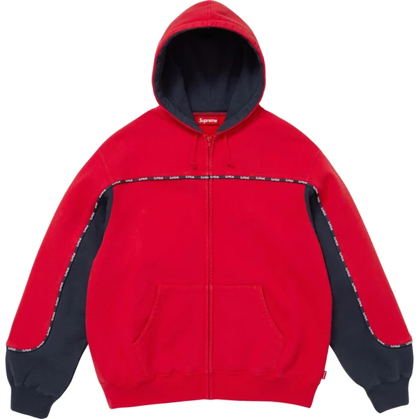 Supreme Piping Zip Up Hooded Sweatshirt - Red (front)