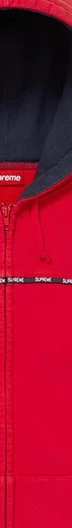 Supreme Piping Zip Up Hooded Sweatshirt - Red (front)