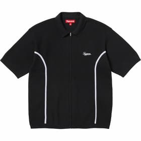 Supreme Piping Zip Up Polo Black