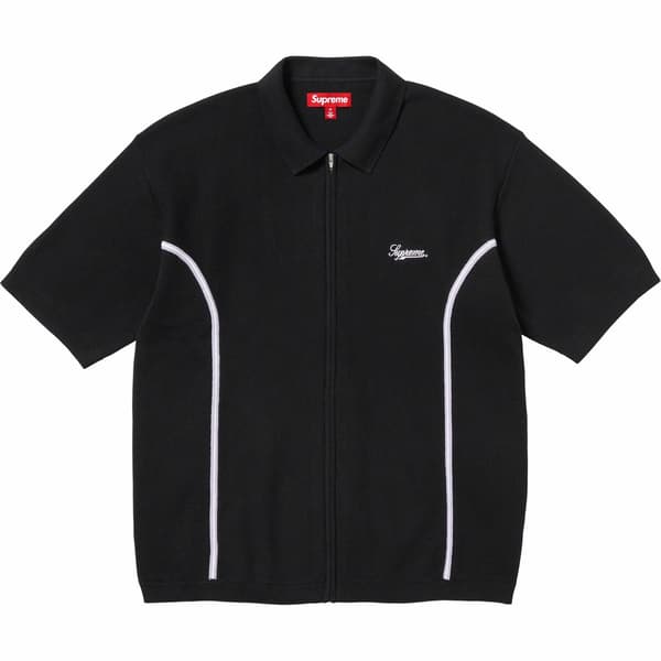 Supreme Piping Zip Up Polo - Black (front)
