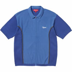 Supreme Piping Zip Up Polo Dark Blue