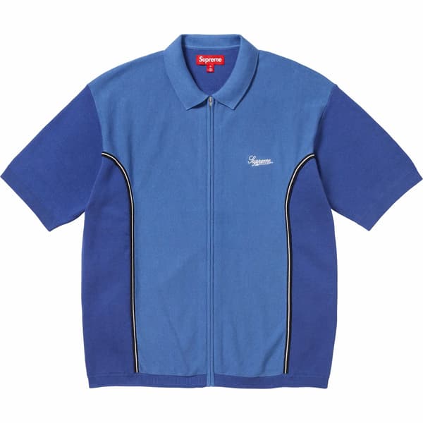 Supreme Piping Zip Up Polo - Dark Blue (front)