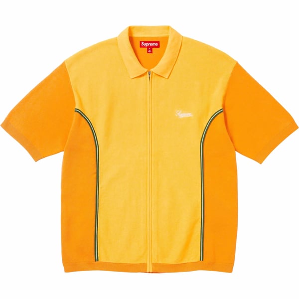 Supreme Piping Zip Up Polo - Mustard (front)