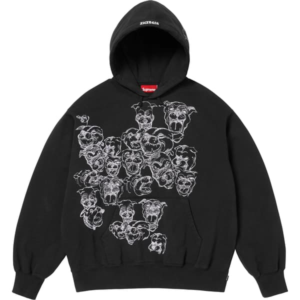 Supreme Pitbulls Embroidered Hooded Sweatshirt - Black (front)