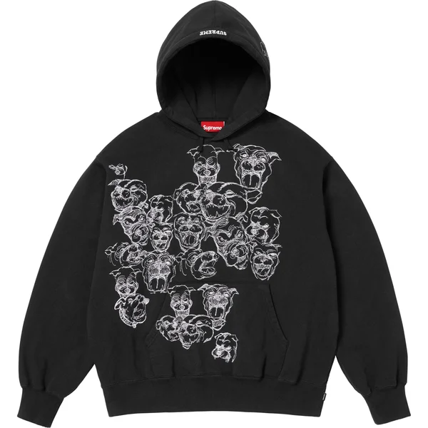 Supreme Pitbulls Embroidered Hooded Sweatshirt - Black (front)