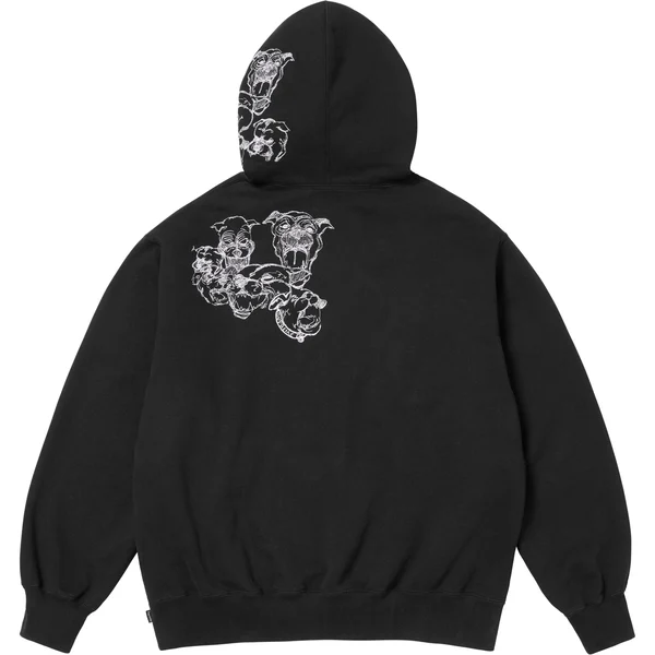 Supreme Pitbulls Embroidered Hooded Sweatshirt - Black (front)