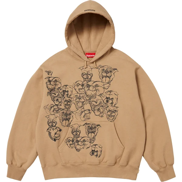 Supreme Pitbulls Embroidered Hooded Sweatshirt - Light Tan (front)