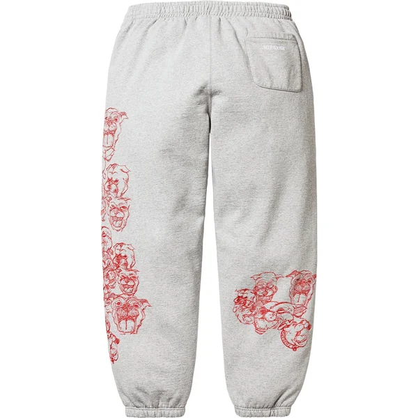 Supreme Pitbulls Embroidered Sweatpant - Heather Grey (front)