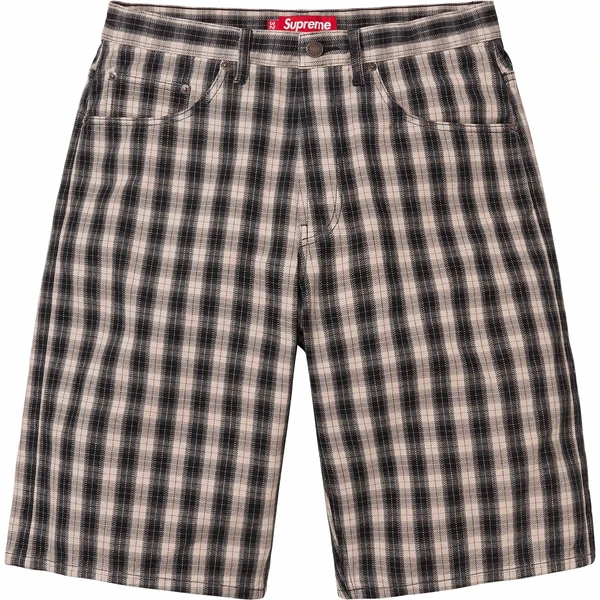 Supreme Plaid Baggy Short - Black (front)