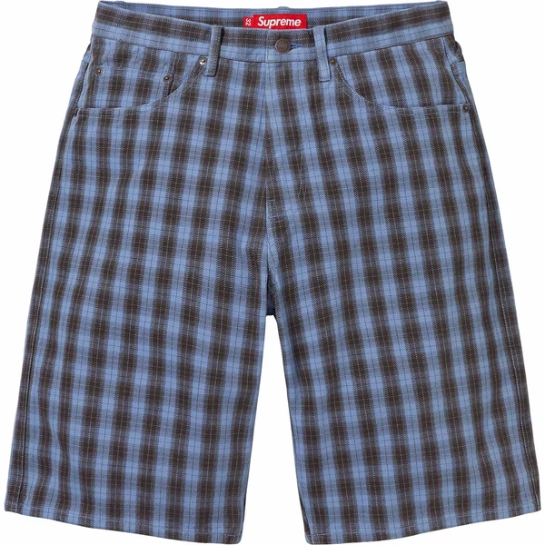 Supreme Plaid Baggy Short - Blue (front)