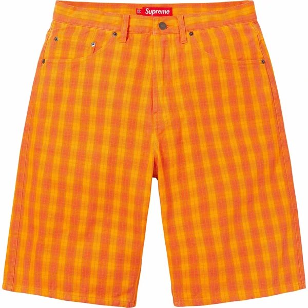 Supreme Plaid Baggy Short - Orange (front)