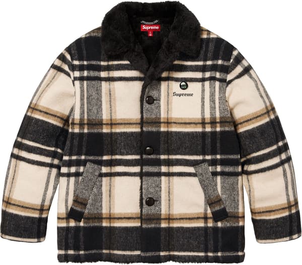 Supreme Plaid Car Coat - Cream (front)