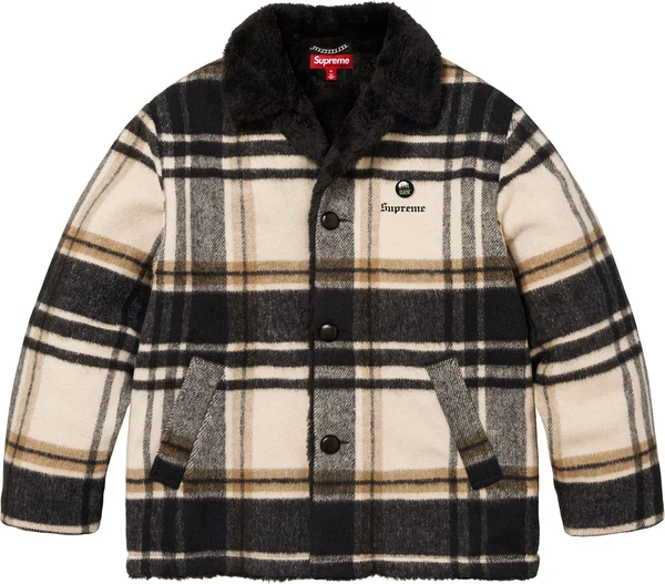 Supreme Plaid Car Coat - Cream (front)