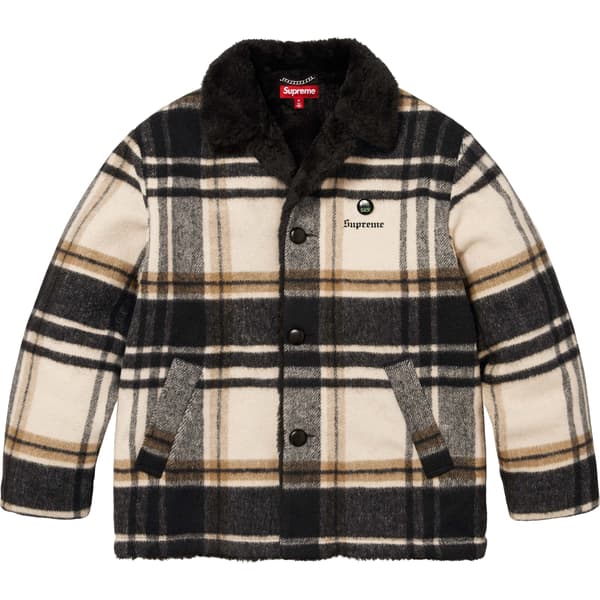 Supreme Plaid Car Coat - Cream (front)