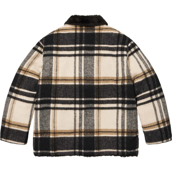Supreme Plaid Car Coat - Cream (front)