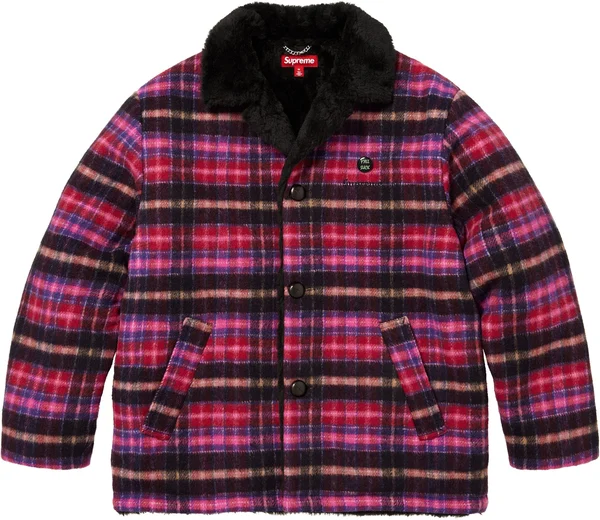 Supreme Plaid Car Coat - Pink (front)