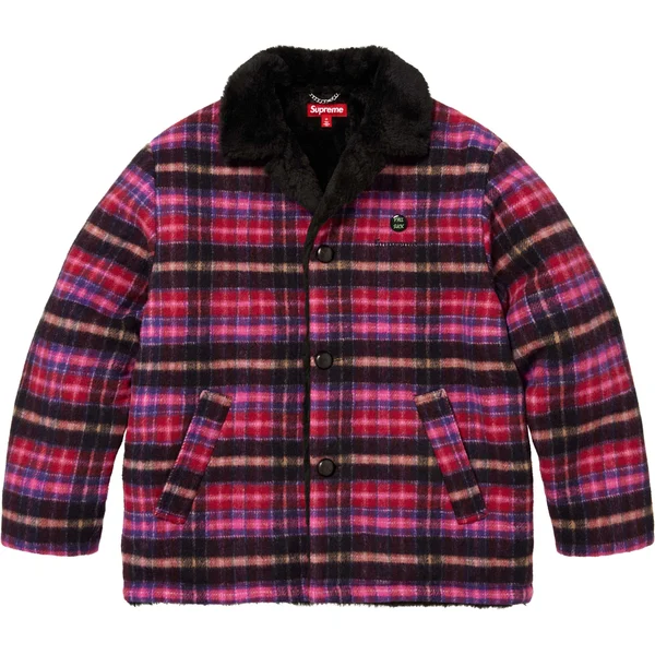 Supreme Plaid Car Coat - Pink (front)