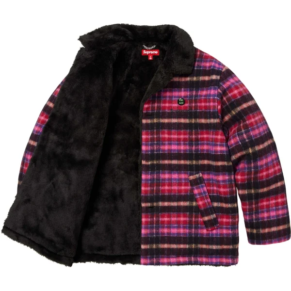 Supreme Plaid Car Coat - Pink (front)