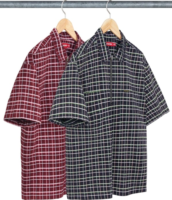 Supreme Plaid Corduroy Half Zip S/S Shirt - Product Image