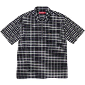 Supreme Plaid Corduroy Half Zip S/S Shirt Navy