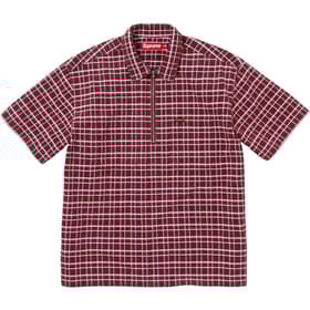 Supreme Plaid Corduroy Half Zip S/S Shirt Red