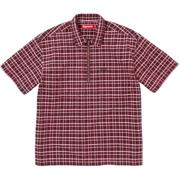 Supreme Plaid Corduroy Half Zip S/S Shirt - Red (front)