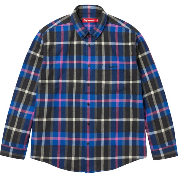 Supreme Plaid Flannel Shirt - Blue (front)